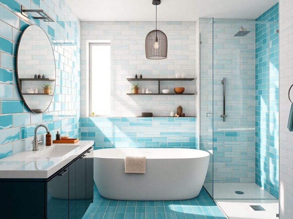 Baie moderna cu design elegant si accesorii stilate.