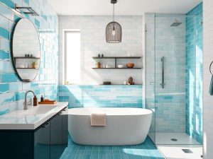 Baie moderna cu design elegant si accesorii stilate.